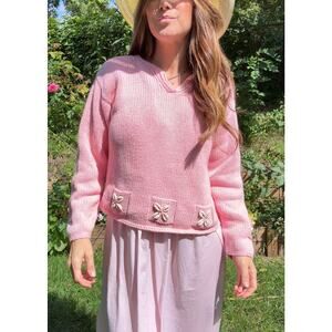 Cowrie Shell Knit Sweater — Bubblegum Pink 90s Surf / Coastal Cowboy
